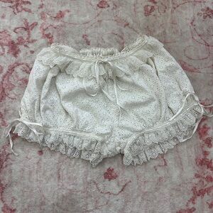 For Love And Lemons Cream Eyelet Lace Trim Bloomer Shorts